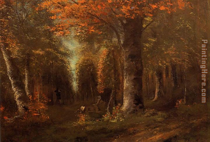 The Forest in Autumn painting - Gustave Courbet The Forest in Autumn art painting